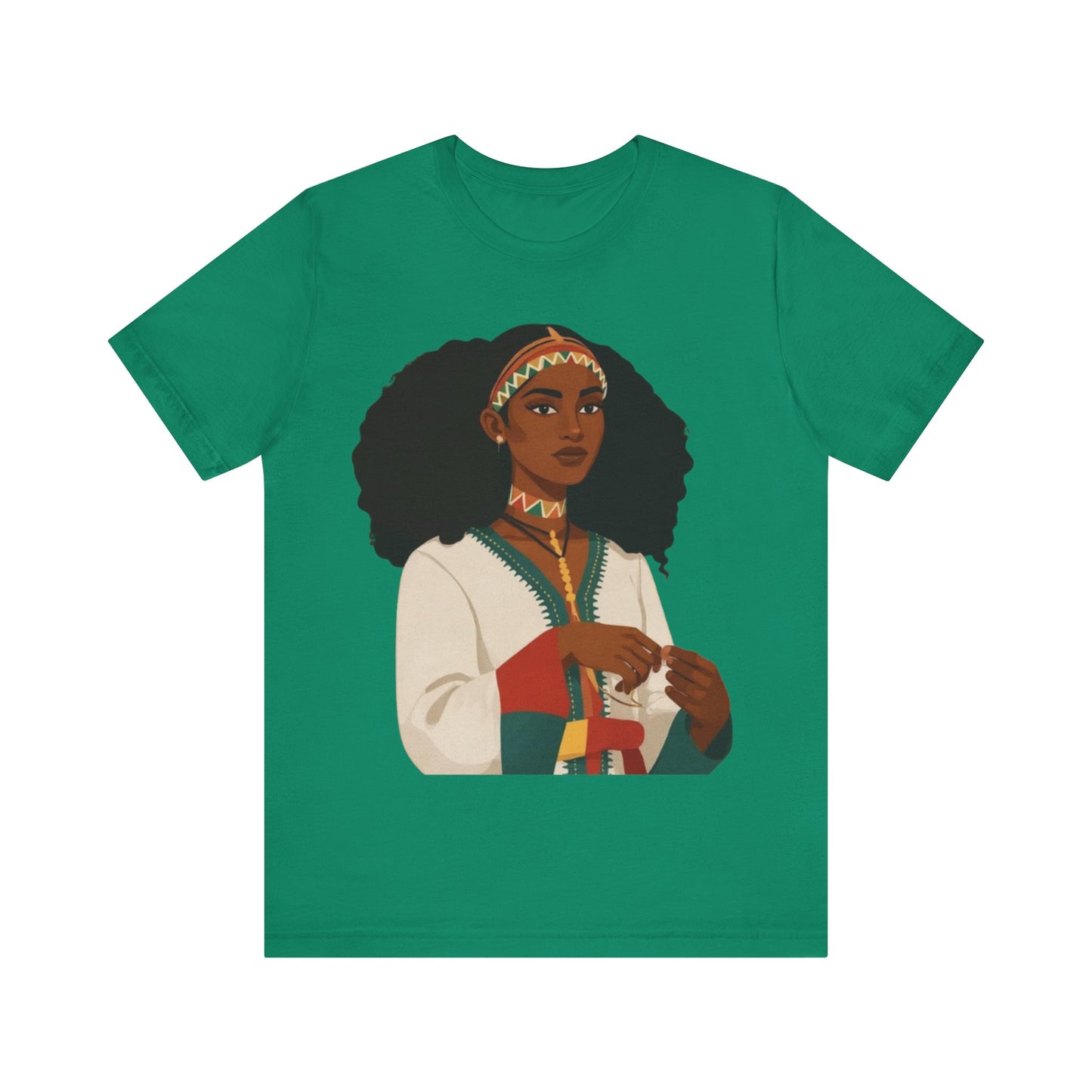 Ethiopian Woman Jersey Tee, African Heritage Shirt, Traditional Attire Apparel, Cultural Event Top, Ethiopian Art T-shirt,