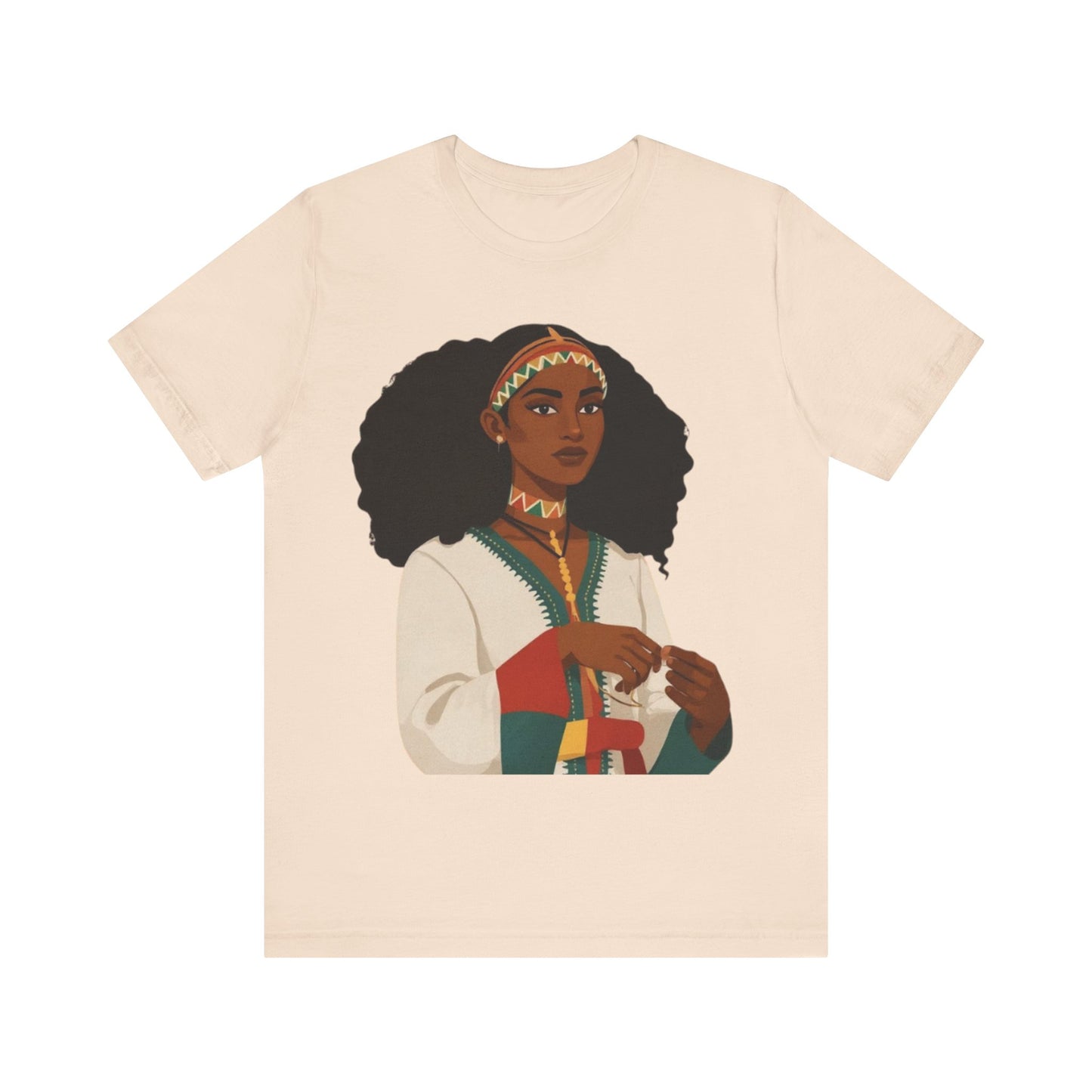 Ethiopian Woman Jersey Tee, African Heritage Shirt, Traditional Attire Apparel, Cultural Event Top, Ethiopian Art T-shirt,