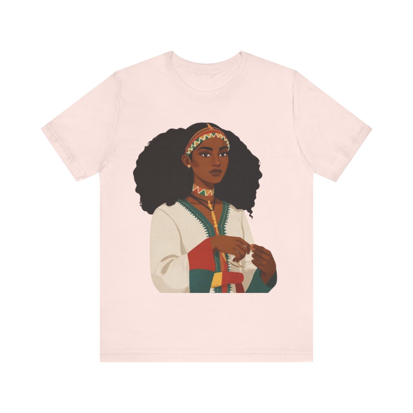 Ethiopian Woman Jersey Tee, African Heritage Shirt, Traditional Attire Apparel, Cultural Event Top, Ethiopian Art T-shirt,