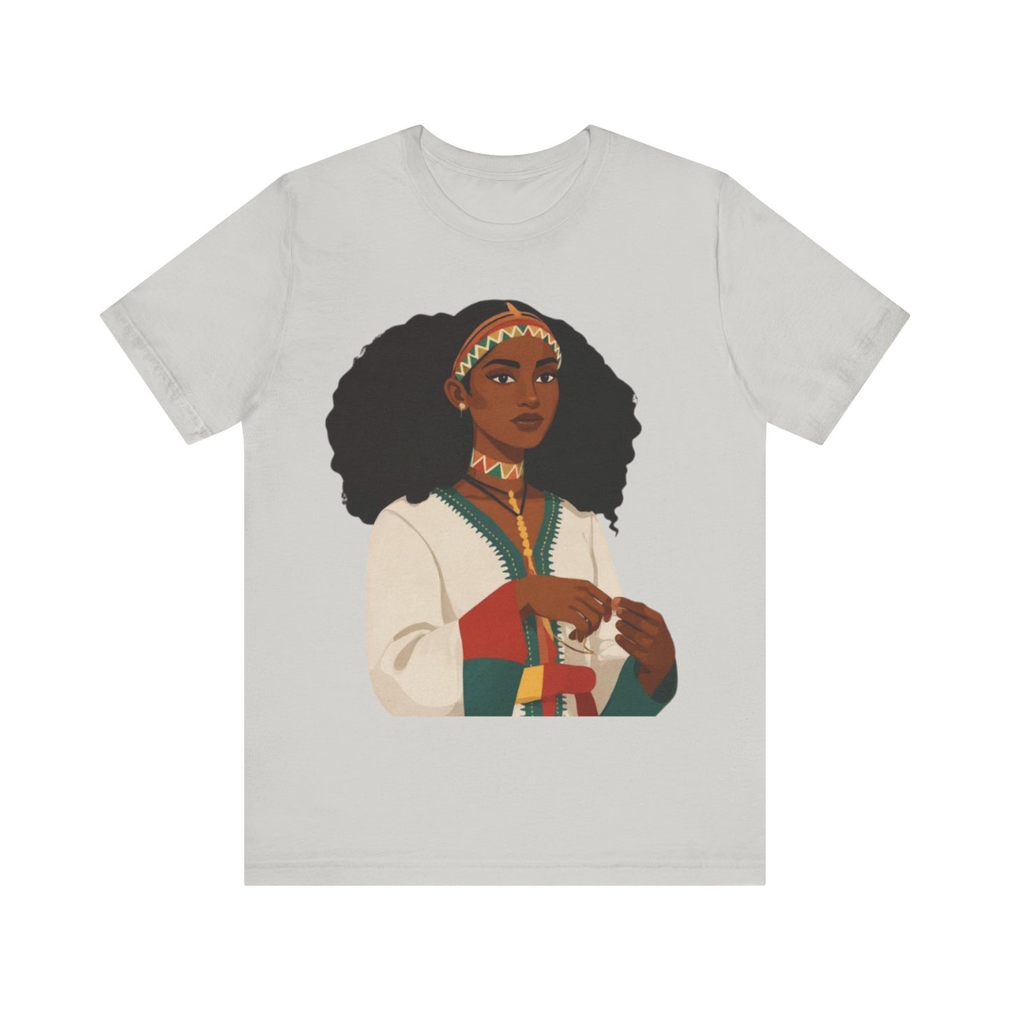 Ethiopian Woman Jersey Tee, African Heritage Shirt, Traditional Attire Apparel, Cultural Event Top, Ethiopian Art T-shirt,