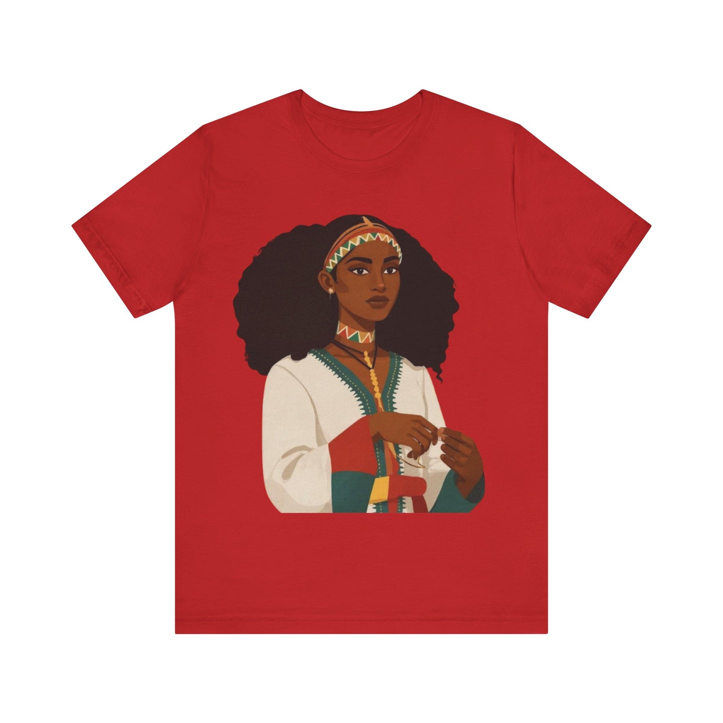 Ethiopian Woman Jersey Tee, African Heritage Shirt, Traditional Attire Apparel, Cultural Event Top, Ethiopian Art T-shirt,