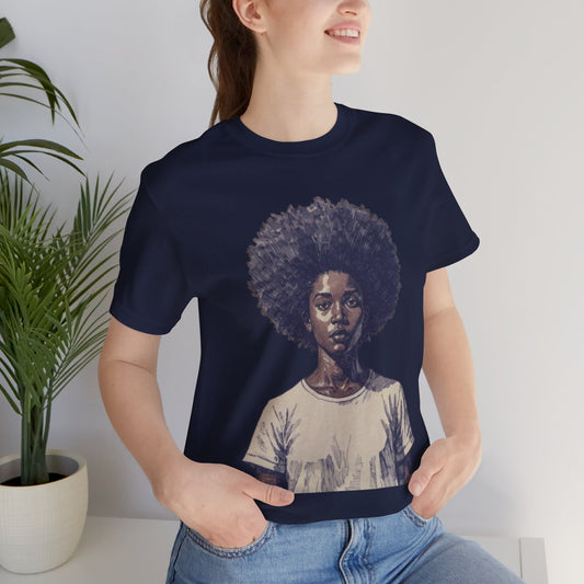 Afro Essence: Celebrating Natural Beauty — Unisex Jersey Short Sleeve Tee