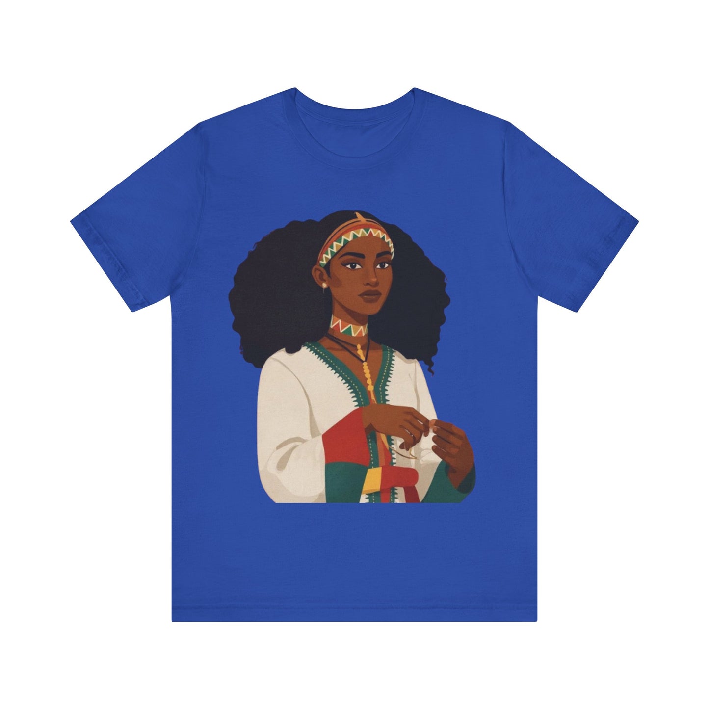 Ethiopian Woman Jersey Tee, African Heritage Shirt, Traditional Attire Apparel, Cultural Event Top, Ethiopian Art T-shirt,
