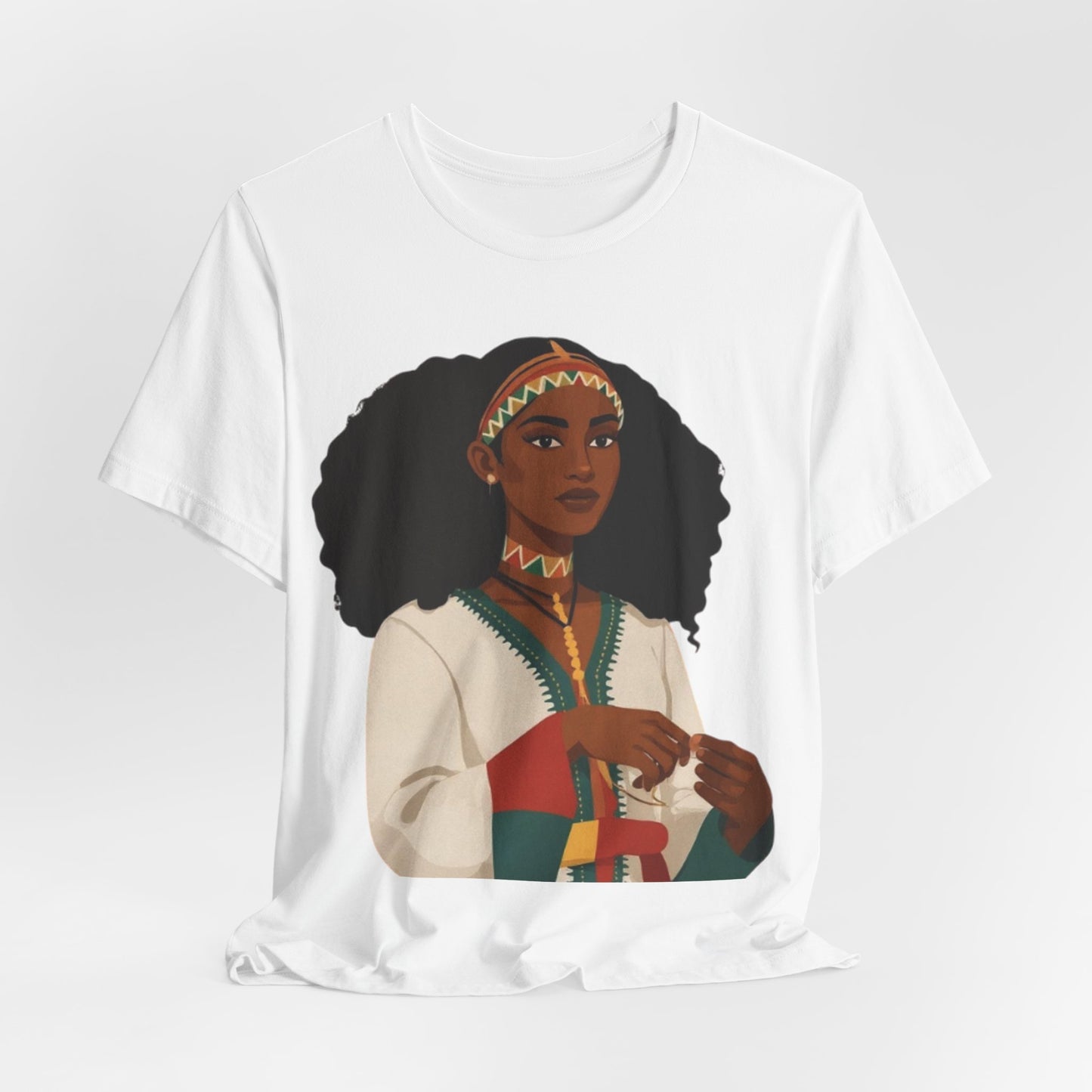 Ethiopian Woman Jersey Tee, African Heritage Shirt, Traditional Attire Apparel, Cultural Event Top, Ethiopian Art T-shirt,