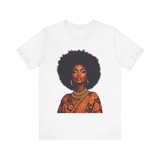 Afro Glow: A Portrait of Strength and Style – Unisex Jersey Tee